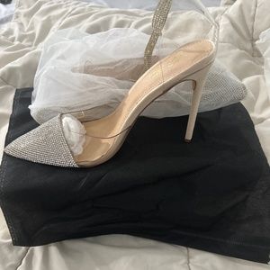 Nude heels with rhinestones